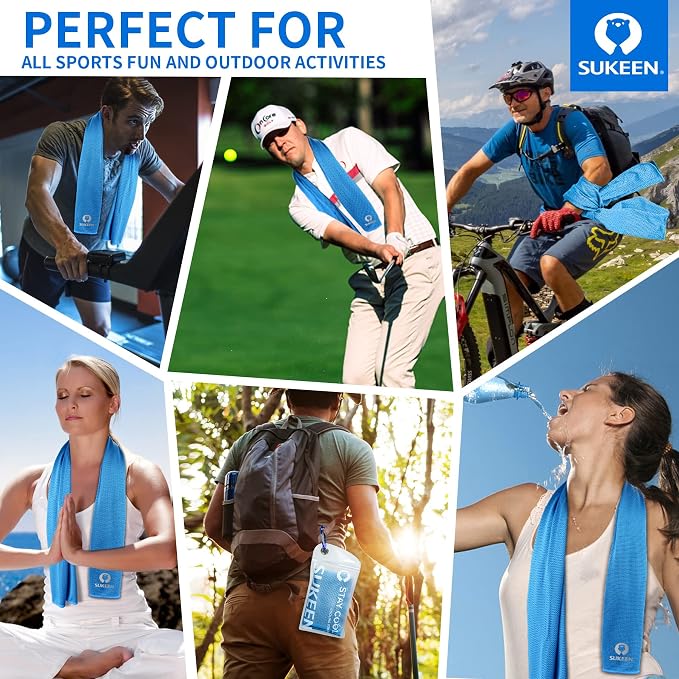Sukeen [4 Pack Cooling Towel (40"x12"), Soft Breathable Chilly Microfiber Towel for Yoga,Sport,Running,Gym,Workout,Camping,Fitness,Workout & More Activities