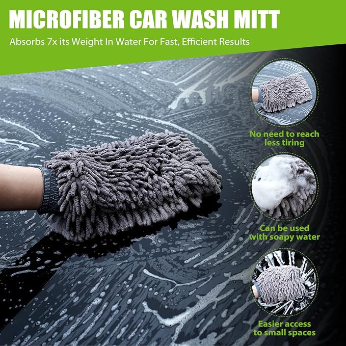 TTRCB 2 Pack 1300 GSM Car Drying Towels (36" x 24"), Microfiber Towels for Cars, Ultra-Absorbent, Streak Free, Car Wash Mitt, Car Detailing Supplies, Car Wash Kit, Car Cleaning Supplies Kit for SUV,RV