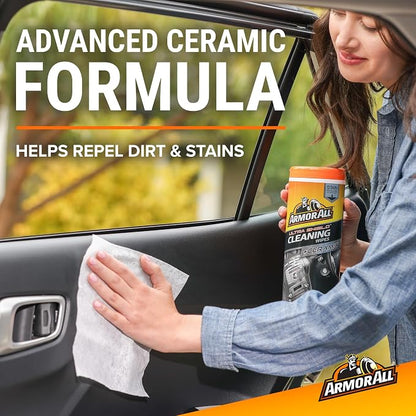 Armor All Ultra Shield + Ceramic Cleaning Wipes by Armor All, Car Interior Cleaner Wipes with Stain-Repelling Technology, 90 Count