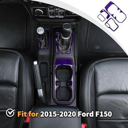 Voodonal for JL 4WD Shift Knob Gear Shift Bezel Front Cup Holder Center Armrest Switch Lock Hole Cover Trim Kits Fit for 2018-2024+Jeep Wrangler JL JLU Gladiator JT Interior Accessories 4pcs Purple