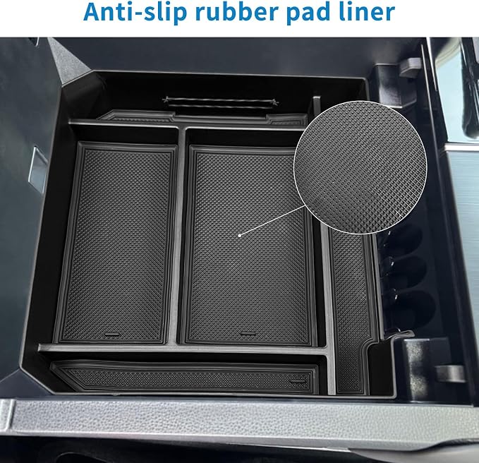 Zxiaochun Center Console Organizer Compatible with 2022-2025 2026 Toyota Tundra Accessories & 2023-2026 toyota Sequoia, Plastic Armrest Storage Box Tray, ABS Material with Non-Slip Mats - Black Trim