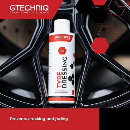 Gtechniq - Wheel Care Kit T2 Tyre Dressing for Car Tyre Shine + W6 Iron and General Fallout Remover for Cars