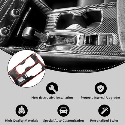 Carbon Fiber Gear Shift Panel Cover Compatible with 2018-2022 10th Gen Honda Accord Gas