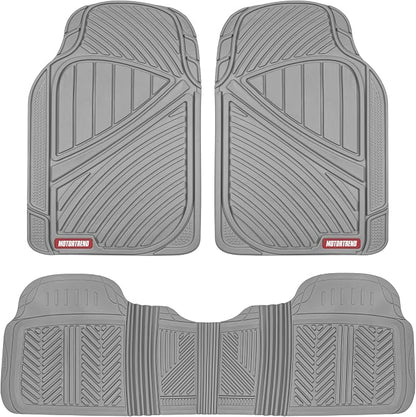 Motor Trend FlexTough Performance All Weather Rubber Car Floor Mats - 3 Piece Floor Mats Automotive Liners for Cars Truck SUV, Heavy-Duty Waterproof (Gray)