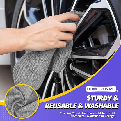 Microfiber Cleaning Cloth,150 Pack Grey Cleaning Rags, Bulk All-Purpose Lint-Free Shop Towels Wipes, Commercial Micro Fiber Cleaning Towels Washcloth for Car Garage Housekeeping 11.5"*11.5"