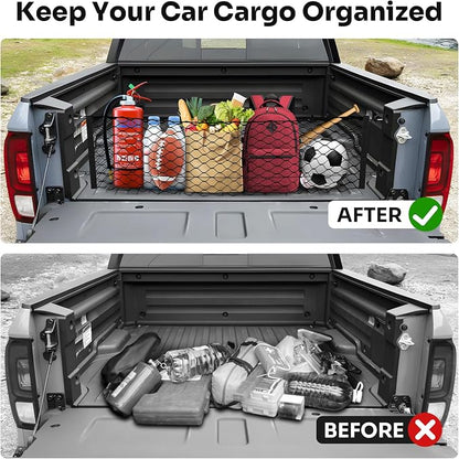 Canvcle Trunk Cargo Net for 2017-2026 Honda Ridgeline Accessories Envelope Style Mesh Trunk Net Organizer and Storage Stretchable Adjustable Elastic Nylon Rear Cargo Netting with Hooks