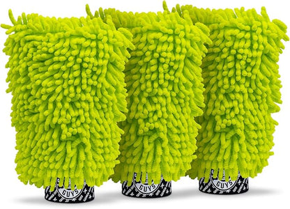 Chemical Guys, Chenille Premium Scratch-Free Microfiber Wash Mitt, Lime Green, 9.6" x 2.3" x 7" (3 Pack) - MIC49303