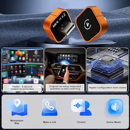 Keenso Wireless Car Play Adapter, Converts Wired Car Play Android Auto to Wireless with Auto Switch Function for iOS 10 Android 11 Systems