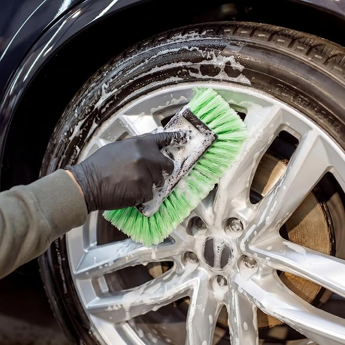 Vesici 8 Pcs Car Wash Brush Head with Soft Detailing Bristle Flow Thru Car Cleaning Brush Exterior Cars Wash Equipment for Auto Truck RV Boat Camper Washing, 10 Inch (Green)