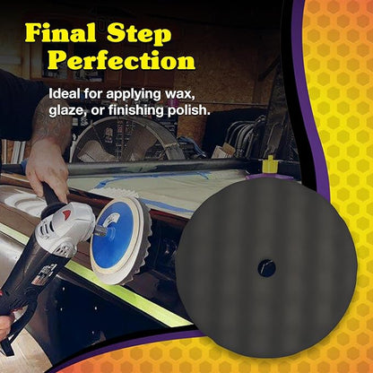 Wizards Finisher Buffing Pad - Provides a Smooth Finish with No Swirls - Grip Hold with Recessed Backing - Works with All Kinds of Compounds and Glazes - ‎8" x 1.5"