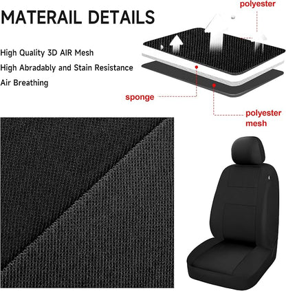 VarCozy Seat Covers for Car Front Pair, Breathable Cloth Front Car Seat Covers, Universal Cloth Seat Covers for SUV Sedan Van, Automotive Interior Covers, Airbag Compatible