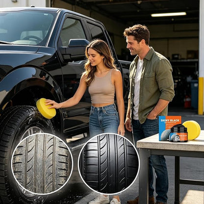 Tire Coating Paste, Long Lasting Coating Effect, 50g, Car Tire Black Restoration Cream, Auto Cleaning Cream, Deep Cleaning Shine, for SUV Truck RV Auto Garage Workshop Use