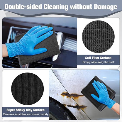 Clay Towel 12 x 12 Inch, Gray Clay Bar Towel for Auto Detailing Microfiber Car Cloth Cleaner Automotive for Car Detailing