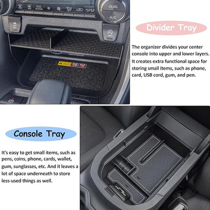 JDMCAR Upgraded Center Console Organizer Compatible with Toyota RAV4 2025 2024 2023 2022 2021 2020 2019 Interior Accessories, Gear Shift Storage Tray Secondary Box Insert Divider - 2pcs