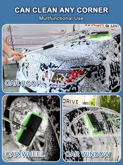 59" V-Shaped Car Wash Brush with Long Handle Snow Sweeping Brushing Adopts Soft Bristle Design Not Floating Hair Suitable for Detail Cleaning Tires Roof SUV RV MPV Truck Camper Indoor Outdoor Window