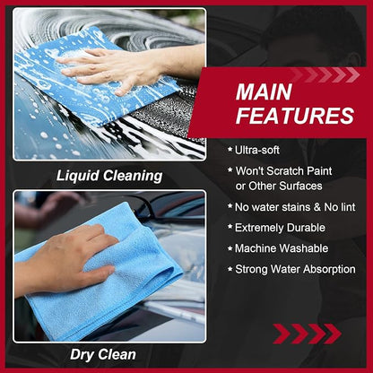 Oudain 200 Pcs Microfiber Cleaning Cloth 16x16 Inch Microfiber Towels for Car Ultra Absorbent Cleaning Rags Reusable Lint Free Streak Free Detailing Towel for Car Washing Drying Dusting (Blue)