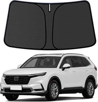 CRV Customized Windshield Sun Shade for 2023 2024 2025 2026 CRV LX/EX/EXL/Sport-L/Sport Touring Hybrid Front Window Sunshade Visor Protector Foldable Blocks UV Rays Keep Car Cooler Accessories