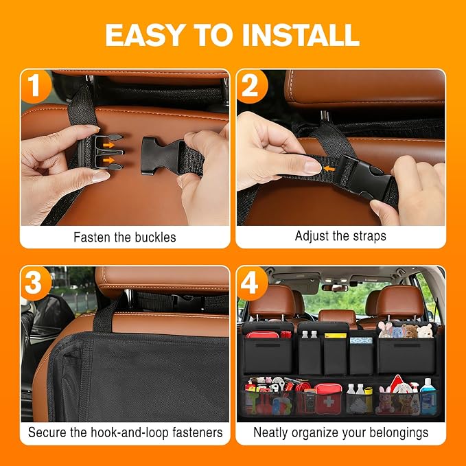 MoKo Trunk Organizer for SUV, Car Organizer with 10 Pockets Large Capacity & 3 Adjustable Straps for Easy Installation, Hanging Car Storage Universal Fit for Sedans, SUVs, MPVs, Trucks, 35.5 x 18.2in