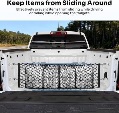 Canvcle Trunk Bed Cargo Net for 2023-2025 2026 Chevy Colorado & GMC Canyon Accessories Envelope Style Mesh Trunk Net Colorado Adjustable Elastic Nylon Rear Canyon Cargo Net with Hooks