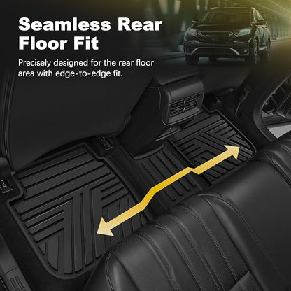 Rubber Floor Mats Fit for Honda CR-V 2022 2021 2020 2019 2018 2017 (Gasoline & Hybrid), All Weather Custom Fit Heavy Duty Anti-Slip Car Mats for CRV, 1st & 2nd Row Black