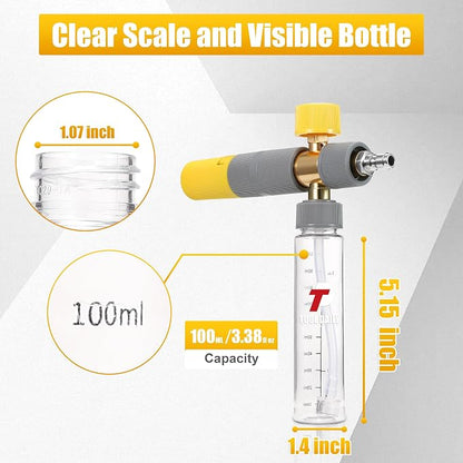 Tool Daily Foam Cannon Dual Connector, Mini Foam Cannon for Pressure Washer, 5 Power Washer Spray Nozzle Tips, 1/4 Inch Quick Connect