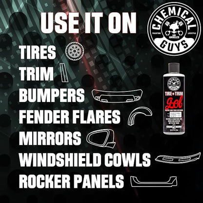 Chemical Guys Tire And Trim Gel For Plastic And Rubber, Restores Faded Tires, Trim, And Bumpers, Enhances Shine And Protection, Safe For Cars, Trucks, SUVs, Motorcycles, RVs & More, 16 Fl Oz
