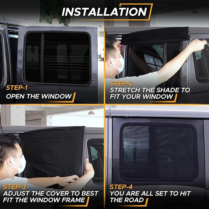 EcoNour Rear Window Shade for Jeep Wrangler | Car Window Mesh Screen for Camping, Bug & Privacy | Blackout Window Cover to Protect Sun & UV Rays for 1997 to 2025 Jeep Wrangler JK TJ JL & Gladiator JT