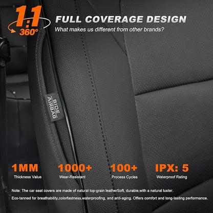 TTX LIGHTING Custom Fit Seat Covers for Hyundai Tucson 2019 2020 2021 Limited,SE,SEL,Value,Sport,Ultimate Faux Leather Full Set Compatible Airbag Car Seat Protector Black