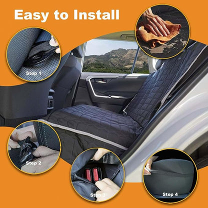 Relidura Dog Car Seat Cover for Back Seat, Waterproof Non-Slip Bench Seat Cover for SUVs, Heavy Duty Rear Seat Protector with Side Flaps for Pets, Kids, Dirt and Spills