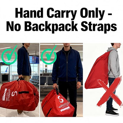 SLYNNAR Car Seat Travel Bag for Airplane - Fits Convertible Car Seats, Infant carriers & Booster Seats, Red Upgrade (Red Upgrade)