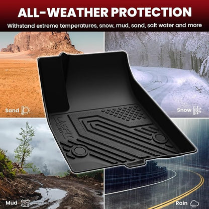 LASFIT Floor Mats & Cargo Liner with Backrest Mat for GMC Acadia 2017-2023 (Only Fit 7 Seats), All Weather TPE Custom Fit Floor Mats for Cars, 3 Rows Floor Liners Car Mats Full Set, Black