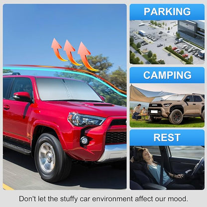 Custom Fit Windshield Sun Shade for Toyota 4Runner 2010-2026 | Custom Fit Windshield Cover, Blocks UV Rays, Double-Layer Heat Shield, Durable Frame, Easy Fold & Storage