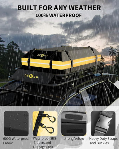 46" x 36" Universal Roof Rack Basket, 200 Lbs Capacity Rooftop Cargo Carrier Basket with 15 Cubic Feet (44" x 34" x 17") Waterproof Luggage Bag, for Suvs, Trucks, Vehiclesor Suvs, Trucks, Vehicles