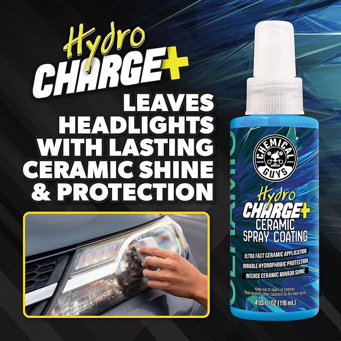 Chemical Guys Headlight Restoration & Ceramic Kit, Complete DIY Kit for Removing Yellowing & Oxidation, Includes Restoration Compound, HydroCharge With Microfiber & Applicator