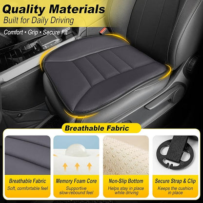 kingphenix 3-Piece Car Seat Cushion Set, 1.2inch Memory Foam Comfort, 2 Front Automotive Seat Cushions + Rear Bench Cushion, Non-Slip Bottom, Fits Sedan SUV Truck Van, Car & Office Chair, Dark Grey