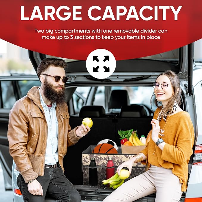FORTEM Trunk Organizer For SUV Car Trunk Organizer, Foldable Storage, Car Accessories for Women Men, Collapsible Bag, 600D Oxford, Non Slip Bottom, Straps, Soft Cover (65L)