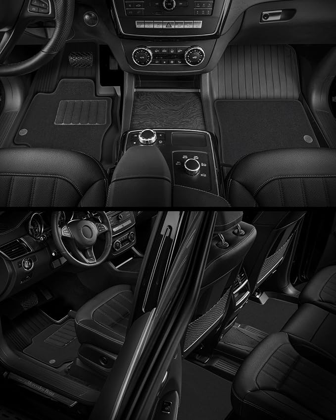 3W Floor Mats with Carpets for Mercedes Benz C-Class 2015-2021(for Sedan Only,Not fit Coupe and Cabriolet), TPE Floor Liner Thickened Carpet for Benz C Class C300/C400/C350e/C43 AMG/C63 AMG/C63 AMG S
