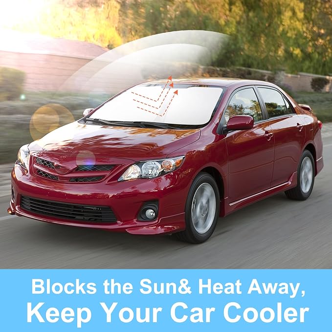 TINGLU Sun Shade for Toyota Corolla 2009-2013 Accessories Windshield Sun Shade Window Shade UV Rays Protection Sun Visor Cover with Steering Wheel Sunshade Storage Bag