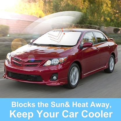 TINGLU Sun Shade for Toyota Corolla 2009-2013 Accessories Windshield Sun Shade Window Shade UV Rays Protection Sun Visor Cover with Steering Wheel Sunshade Storage Bag