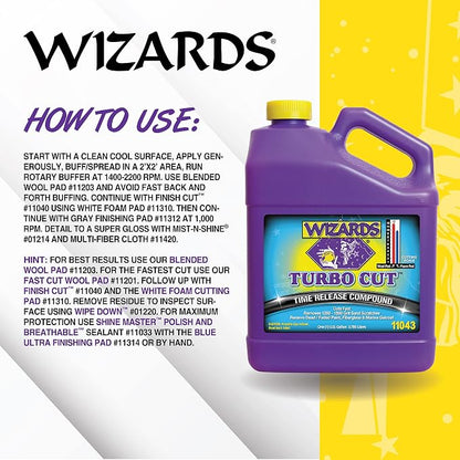 Wizards Turbo Cut Buffing Compound for Car Scratch Repair - 1 Gallon - Removes 1200-1500 Scratches - Rubbing Compound for Cars & Boats - Paint Restorer for Vehicles