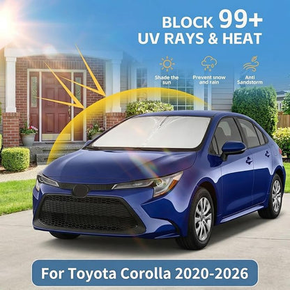 for Toyota Corolla 2020-2024 2025 2026 Windshield Sun Shade Front Window Shade Custom Fit Corolla Accessories Sun Visor Foldable Shade Blocks UV Rays Summer Must Have Car Accessories