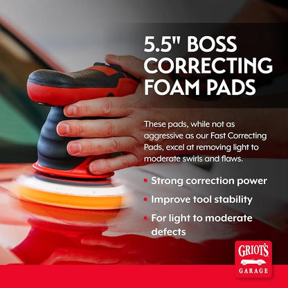 Griot's Garage 5.5" BOSS Correcting Foam Pads for Car Polishing, Buffing, Detailing and Light to Moderate Auto Paint Correction, Durable, Machine-Washable, Pack of 2