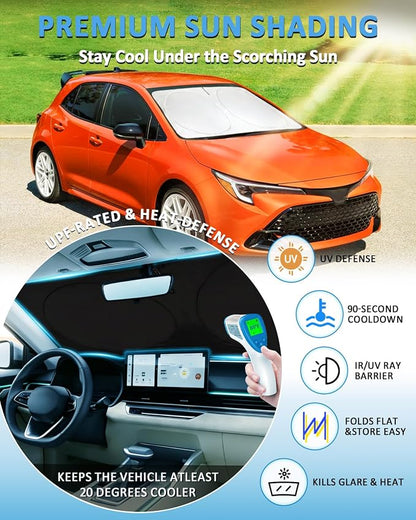 Sun Shade for Toyota Corolla 2020-2025 (Corolla Cross Not Fit) Windshield Sunshade for Corolla 2026 Accessories Front Window Shield Windshield Cover Sun Visor Protect Keep Interior Cool