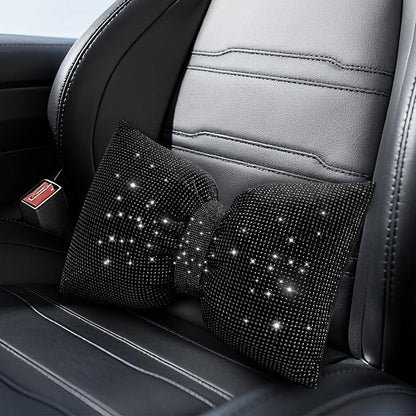surpassme Rhinestone Lumbar Support Pillow for Car, Bling Back Support Pillow/Cushion Car Accessories for Women(Black)