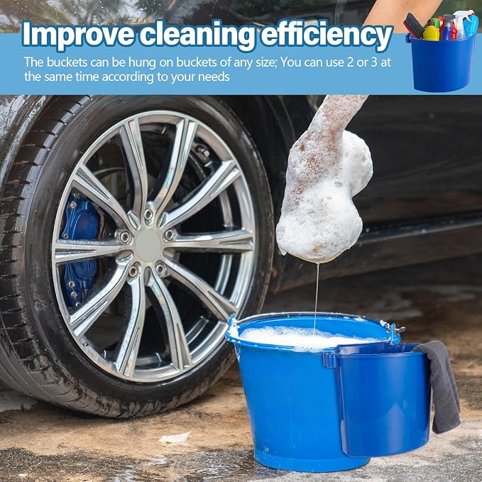 2 Pcs Car Detailing Bucket Organizer 10.2 x 7.8 x 5.5 Inch Car Washing Bucket Caddy Portable Multipurpose Hanging Organizer for Accessories Tool Home Garden Camping (Blue)