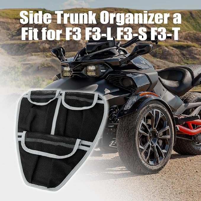 Front Trunk Organizer Frunk Tool Bag for Can Am Spyder F3 F3-L F3-S F3-T 2015+ Models - Removable 3 Mesh Pockets Storage Accessories(Gray Piping)