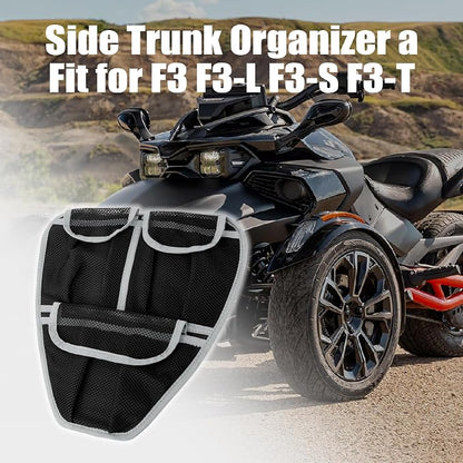 Front Trunk Organizer Frunk Tool Bag for Can Am Spyder F3 F3-L F3-S F3-T 2015+ Models - Removable 3 Mesh Pockets Storage Accessories(Gray Piping)