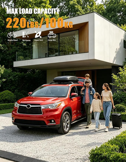 KINGGERI Lockable 220lbs Cross Bars Roof Racks Fit for Toyota Highlander 2014-2019 XLE Limited & SE LE & LE Plus, Aluminum Heavy Duty Roof Rails Crossbars Anti-Theft Metal Black Matte Luggage Kayak