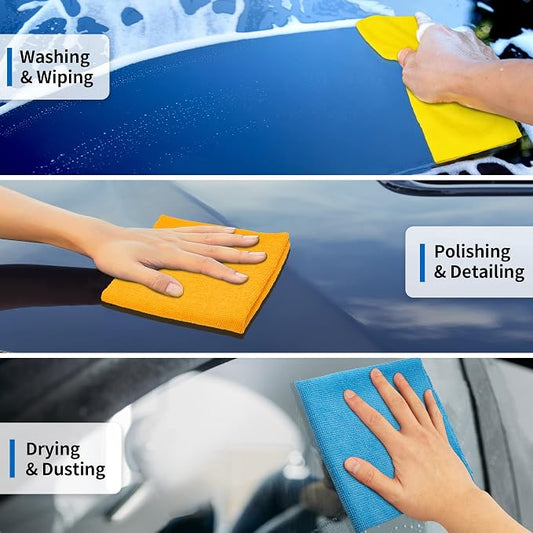 Microfiber Cleaning Cloth, 100 Pack Cleaning Rags Microfiber Towel Bulk Absorbent Lint-Free Wash Cloths, All-Purpose Shop Towels for Cars, Automotive, Garage, Home & Kitchen 11.5"*11.5"