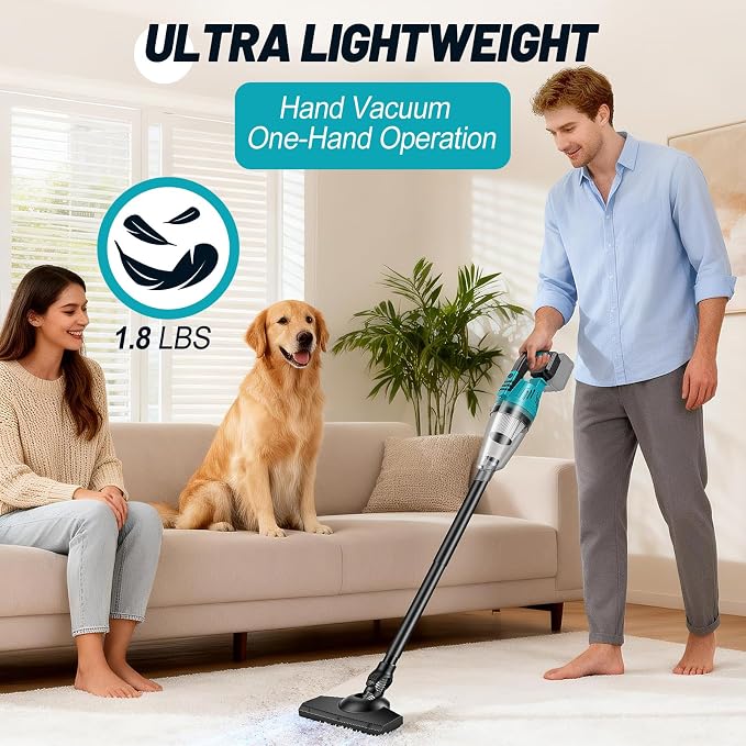 Cordless Vacuum Cleaner Compatible with Makita 18V Battery, Handheld Battery Powered Vacuum Portable Vacuum for Home, Car, Pet Hair, with 4-in-1 Nozzles & 3 HEPA Filter, No Batteries